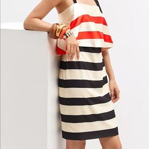 NWT Anthropologie black white and red striped dress